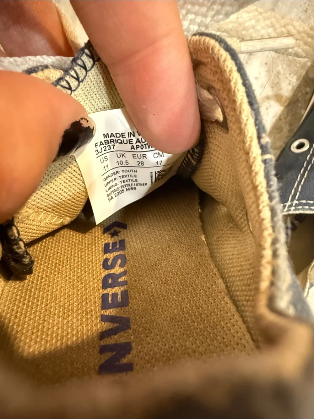 Converse Navy and Cream Low-Top Kids Sneakers